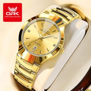 OPK Jam Analog Tangan Lelaki Original Asli Kalis Air Keluli Tahan Karat Emas Berkilau Fesyen untuk Lelaki Bergaya Watches G81-05 with Luxury Box Rotundity Bahan logam dalam stok Banyak warna Pejabat parti pemberian hadiah Garanti 1 tahun