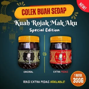 Kuah Rojak Mak Aku (Percuma 1 Pack Kacang 30g setiap botol), Sedap Colek Buah Pilihan Hati, Pembuatan Traditional Resepi Homemade Sedap Menjilat Jari 100% Produk Melayu Muslim Pedas Regular viral