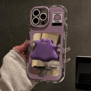 Sarung Telefon Cermin Solek, Tema Pokeman, untuk iPhone 11, 16, 15, 14, 13, 12, Pro, Xs Max, XR, X, 7, 8 Plus, Sarung Korea, Penutup Belakang Pelindung Kalis Kejutan