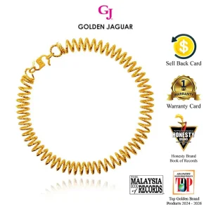 Emas Jaguar (9.53 g) GJ Gelang Tangan Rantai Tangan Bangle Getah Rambut 0.7 24K Gold Plated Jewellery (51610)