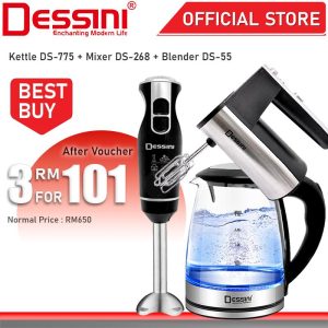 DESSINI ITALY 1.8L Electric Kettle Boiler Jug Tea Teapot Cerek + 5 Speed Mixer Egg Beater Whisk Pengadun Bancuh Telur + Chopper Blender Grinder Juicer Mixer Mincer Pengisar