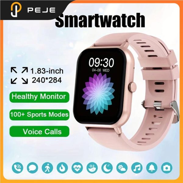 Jam Tangan Pintar untuk Wanita, PEJE, Kalis Air IP68, Skrin Definisi Tinggi 1.83-inci, Panggilan Bluetooth, 100 + Mod Sukan, Permainan terbina dalam, Suara AI Smart Watches Smartwatch