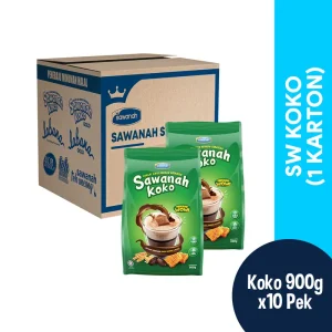 Sawanah Koko 900g x 10pek (1 carton) - Mengandungi bahan-bahan sunnah seperti Madu,Kurma & Barli Powder Drink Coklat