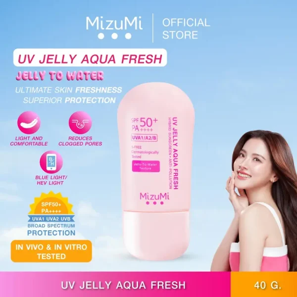MizuMi UV Jelly Aqua Fresh Face Sunscreen SPF50+ PA++++ 40g UV Protection 8H & Moisturizer Sunblock Face