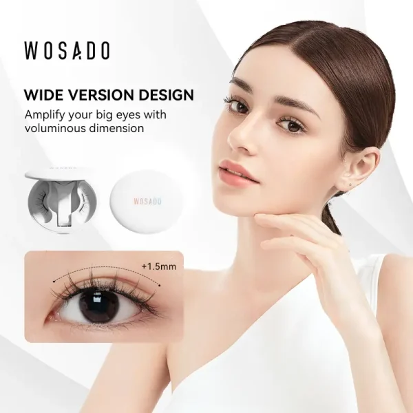 Extended Width VersionWOSADO Soft Magnetic Eyelash New Extended Version with Applicator Kit Perfect for Big Eyes No Glue Long-Lasting Natural-Looking
