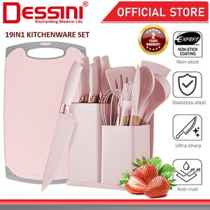 DESSINI ITALY Silicone Utensil Cutlery Turner Spoon Spaghetti Server Ladle Spatula Knife Scissor Kitchenware (19 Pcs)