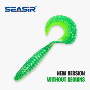 Umpan silikon bawah melengkung SEASIR, 65mm, 2.5g, gewang pancing tiruan, umpan lembut, peralatan memancing, 5 keping
