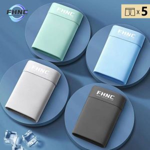 FHNC Seluar boxer lelaki sutera ais 5 pcs Set seluar dalam spandeks seluar pendek boxer lancar ringan dan bernafas