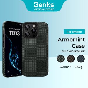 Sarung ArmorTint, Benks, Dibina dengan Kevlar, Serasi dengan iPhone 16 / 16 Plus / 16 Pro / 16 Pro Max / 15 Pro / 15 Pro Max