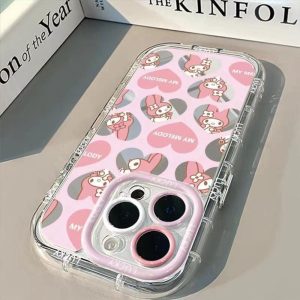 Sarung Telefon Kuromi, Reka Bentuk Comel, Serasi dengan iPhone 11, 15, 14, 13, 12, Pro, Xs Max, XR, X, 7, 8 Plus, SE 2020, Bahan Lembut Jelas, Sarung Cermin Solek, Sarung Telefon Bimbit, Penutup Belakang Pelindung Kalis Kejutan Silikon, Gaya Ins