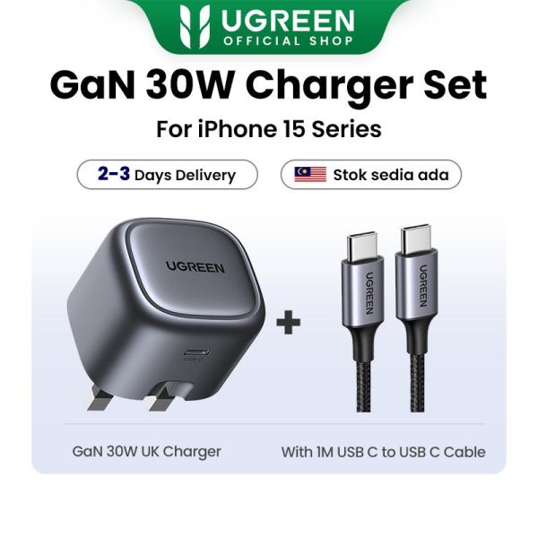 (W)UGREEN GaN 30W Charger Pengecas Boleh Dilipat, Pengecas USB C Pantas, Nexode PD3.0 QC3.0, untuk iPhone 15/14/13 dan iPad, Accessories SKU: 90878