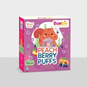 Baebis Organic Peach & Berry Puffs - Baby Snack Rice baby bites biscuit snekbayi 6bulan
