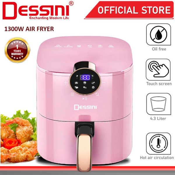 DESSINI ITALY 4.3L Electric Air Fryer Convection Oven Toaster Timer Oil Free Roaster Breakfast Machine Ketuhar