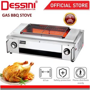DESSINI ITALY CE Approval 2800Pa Gas BBQ Grill Stove Non Stick Stainless Steel Roast Bake Barbecue Roaster Electric Fan