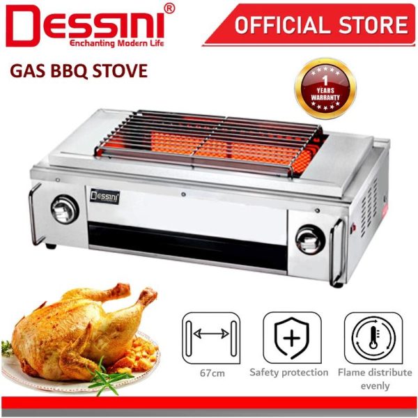 DESSINI ITALY CE Approval 2800Pa Gas BBQ Grill Stove Non Stick Stainless Steel Roast Bake Barbecue Roaster Electric Fan