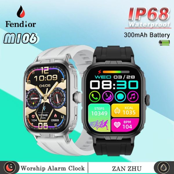 【Cod&Local 】Jam Tangan Pintar, M106 , fendior,, dengan Sumbangan dan Jam Penggera, Kalis Air IP68 Benar, Cofit App, Tali 2-dalam-1 Smart Watch Smartwatch