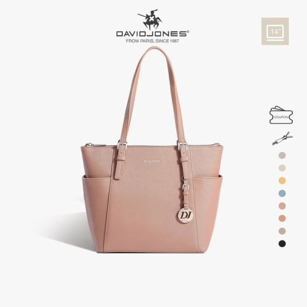 Beg Pemegang Atas Wanita, David Jones Paris, Diperbuat daripada Kulit PU, Warna Pepejal, Beg Sederhana, CM6902, untuk Wanita