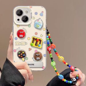 Sarung Telefon DIY, MM, dengan Pemegang dan Lanyard, Serasi dengan iPhone 11, 16, 15, 14, 13, 12, Pro, Xs Max, XR, X, 7, 8 Plus, Sarung Telefon Bimbit Bercahaya, Penutup Belakang Pelindung Kalis Kejutan, Sesuai untuk Telefon Bimbit