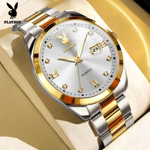 【3 Tahun Garansi】Playboy Jam Tangan Lelaki Quartz Kalis Air Keluli Tahan Karat Kalendar Berkilau 3503 Warna Berbagai Sesuai Pejabat Pesta & Hadiah! Dapatkan Kotak & Penghantaran Percuma Watches