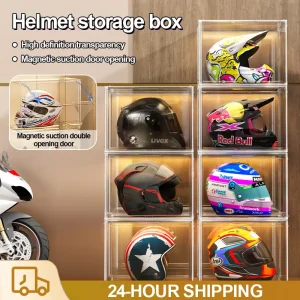 Penyimpanan Topi Keledar, Bahan Akrilik, Saiz Lebih Besar, Kabinet Lutsinar, Penyusun Beg Tangan, Kotak Sarung Paparan Mainan, Penutupan Magnetik, Sesuai untuk Haiwan Kesayangan