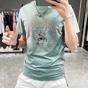 Kemeja-t lengan pendek kasual serba guna untuk lelaki, baju atasan bergaya untuk lelaki, corak ringkas dan khusus bercetak, baju lapisan asas kasual untuk lelaki, jenama fesyen ins retro bergaya, leher bulat, Lengan separuh, musim bunga / musim panas 2024