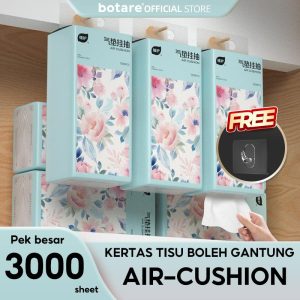 [3pcs] Botare,Tisu Kusyen Udara, Pek Lembut Deluxe, Tisu Muka, 4 lapis, Tisu bayi, 1000 helai