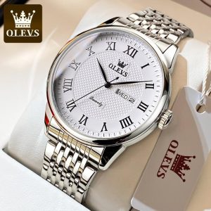 OLEVS Jam Tangan Perempuan Original Diamond Watch Women's Casual Girl Steel Watch Men's Business Waterproof Quartz Watch With Date 5562 Tahan Karat Rotundity Bahan logam dalam stok Banyak warna Pejabat parti pemberian hadiah Garanti 1 tahun