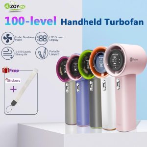 [Ai.Zoy.Pro] 4000mAh Portable Super High Speed Power Turbo ​​Fan | Strong Wind | ​Adjustment With LED Display Max Wind Speed ​​9m/s | Handheld Mini Mobile Fan Senyap | Kipas Kecil Cooling