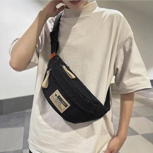 Beg Tali Pinggang Lelaki, Ulzzang Fesyen Korea, Bahan Nilon, Gaya Ins dan Jepun, Kapasiti Besar, Beg Pinggang, Beg Pek Kipas, Sesuai untuk Lelaki, Hadiah Hari Jadi