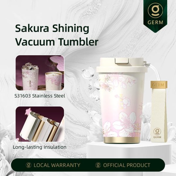 GERM Sakura Coffee Cup 390ml 500ml S31603 Stainless Steel Thermos Bottle Leakproof Water Bottle Tumbler