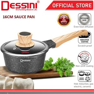 DESSINI ITALY CRMP-16 16CM Sauce Pan Die Cast Aluminium Non Stick Induction Milk Pot Casserole Fry Bowl Cookware PERIUK