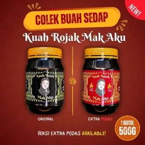 Kuah Rojak Mak Aku (Percuma 1 Pack Kacang setiap botol) Sedap Colek Buah viral Pembuatan Traditional Homemade Sedap Menjilat Jari 100% Produk Melayu Muslim Pedas Regular murah