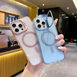 Flash powder magnetic lens holder Casing for Iphone 15 14 13 12 11 Pro Max Lens Bracket Frame Back Cover