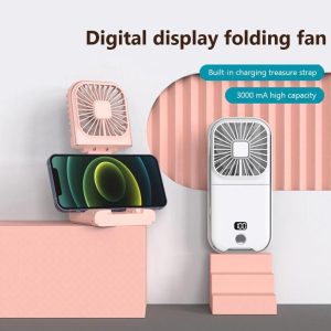 3000mah Power Bank Fan Multifunctional Foldable Fan Portable Handheld Mini USB Charging Fan Desktop Pocket Folding Fan Hanging Mobile
