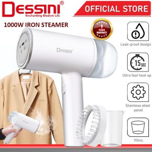 DESSINI ITALY 1000W Electric Ceramic Soleplate Garment Steam Iron Sprayer Handheld Steamer Clothes Brush / Seterika Baju