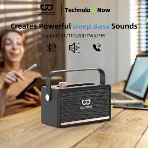 【GOOJODOQ】Marshall Speaker 5.3 BT Wireless Connection | 360° Stereo Sound | Enhanced Bass | Supports TF Card, USB, FM Radio | Hands-Free Calling | Lightweight and Portable | Efficient Bluetooth 5.3 Low Latency Connection.