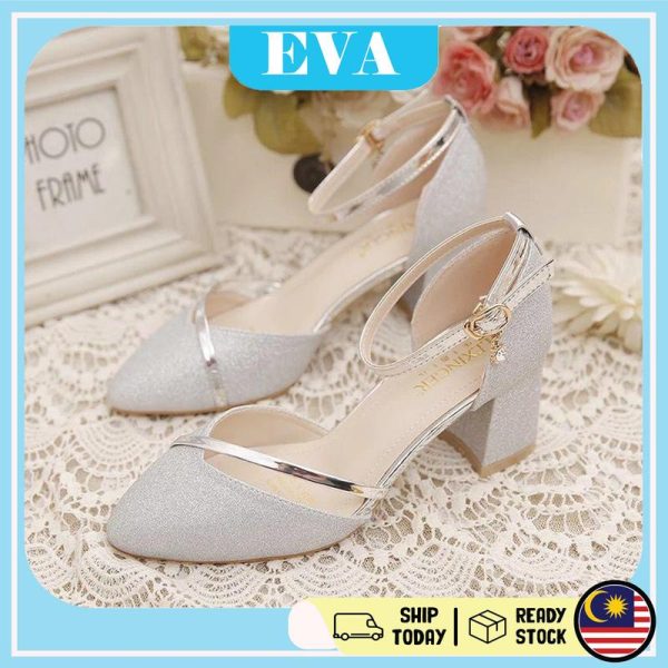 READY STOCK EVA Women's High Heels Shoes Design Dinner Shoes Kasut Tinggi Perempuan Wanita
