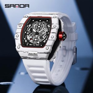 Jam Tangan Lelaki, AW24 SANDA 7044-7059, Dail Berongga Logam, Jam Tangan Sukan, Kalis Air, Untuk Lelaki, Mewah, Berkilau, Sesuai untuk Berenang, dengan Fungsi Dail