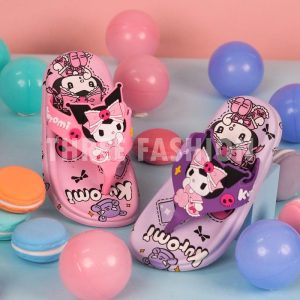 【THREE Fashion】Kuromi Kids Selipar Shoes Girl Budak Perempuan Kanak-Kanak Sandal Selipar Outdoors Summer