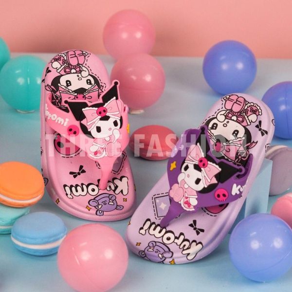 【THREE Fashion】Kuromi Kids Selipar Shoes Girl Budak Perempuan Kanak-Kanak Sandal Selipar Outdoors Summer