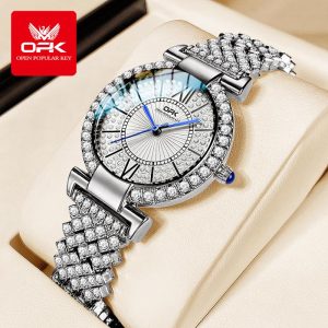 OPK Jam Tangan Wanita Perempuan Original Keluli Tungsten Kalis Ai Emas Kalendar Kuarza Tulen Berkilau Baharu pada Fesyen Watch for Women with Luxury Box 8618 Rotundity Bahan logam dalam stok Banyak parti pemberian hadiah Garanti 1 tahun