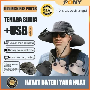 Solar Fan Hat Breathable 3-Speed ??Wide Brim Solar Charging Fan Hat Summer Outdoor Sun Hat Men's Mountaineering Fishing Hat Quick Dry Dual Fan Adjustable Sun Hat