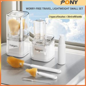 PONY MALL 6in1 Travel Bottle Brush Set Baby Bottle Brush Travel Baby Bottle Cleanser Silicone Bottle Brush Berus Botol Susu Pencuci botol Brush Susu Baby Bottle Cleanser Cleaning