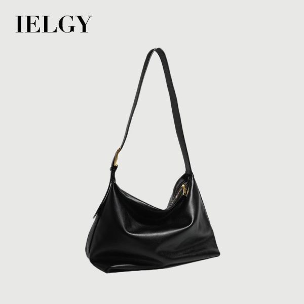 Beg Wanita, IELGY, Satu Bahu, Gaya Korea, Hitam, Kasual, Kapasiti Besar, Sesuai untuk Anak dan Ibu, Rekaan Ringkas, Boleh Dipakai sebagai Selempang