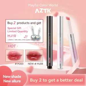 Gincu Beku Bibir Berganda, AZTK, Pelembap Cahaya Air, Kosmetik Pelajar, Kosmetik Wanita, Gincu, [Kedai Utama Rasmi]