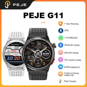 Jam Tangan Pintar GPS, PEJE G11, Paparan AMOLED 1.43-inci, Kalis Air 3ATM, Kompas, Ketinggian & Tekanan Barometrik, Mod Pelbagai Sukan, Mesej Tolak, Panggilan Telefon, Jam tangan pintar