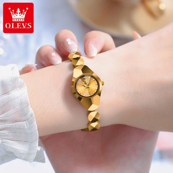 OLEVS Square Watch Women Original Jam Tangan Perempuan Wanita Waterproof Stainless Steel Quartz Luminous Calendar Display Relo Fashion Ladies Watch For Women 7007