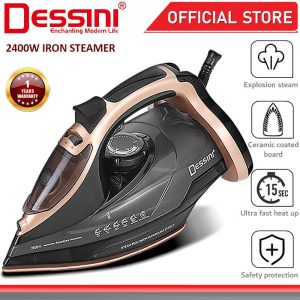 DESSINI ITALY 2400W Electric Ceramic Soleplate Garment Steam Iron Sprayer Steamer Clothes Brush / Seterika Baju