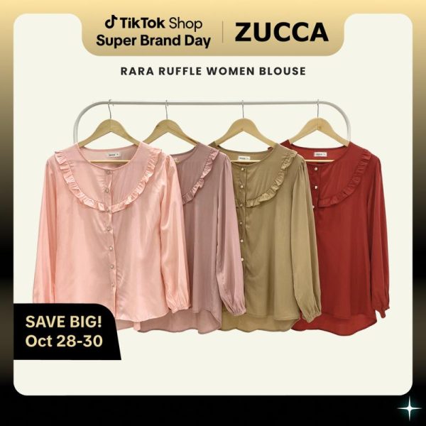 ZUCCA RARA RUFFLE WOMEN BLOUSE - DM092 BAJU WANITA KOREAN STYLE Cotton Fit