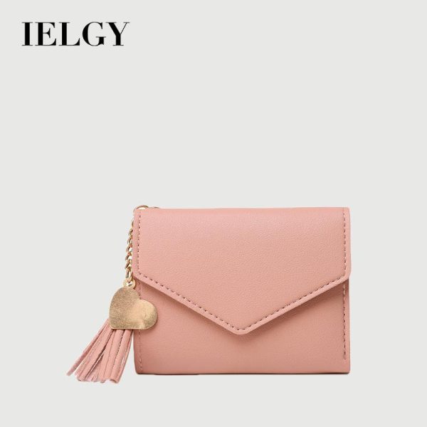 Loket Rumbai Pendek Wanita, IELGY, dengan Corak Laici, Dompet dan Beg Kad, Dompet Kecil Comel, Pelbagai Warna untuk Dipilih Selempang